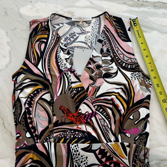 EMILIO PUCCI BROWN PINK GRASSHOPPER DRESS MODEL 61RG52 SIZE IT 44 / US 10 NWTS! - Picture 13 of 16